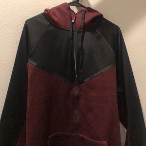 Red and black rugby university jacket